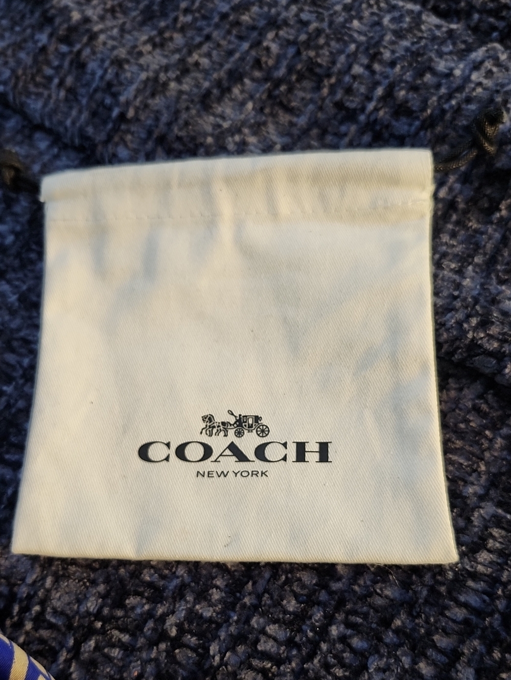 COACH Cream  Drawstring Logo Dustbag/ Pouch 4.5" X 6"